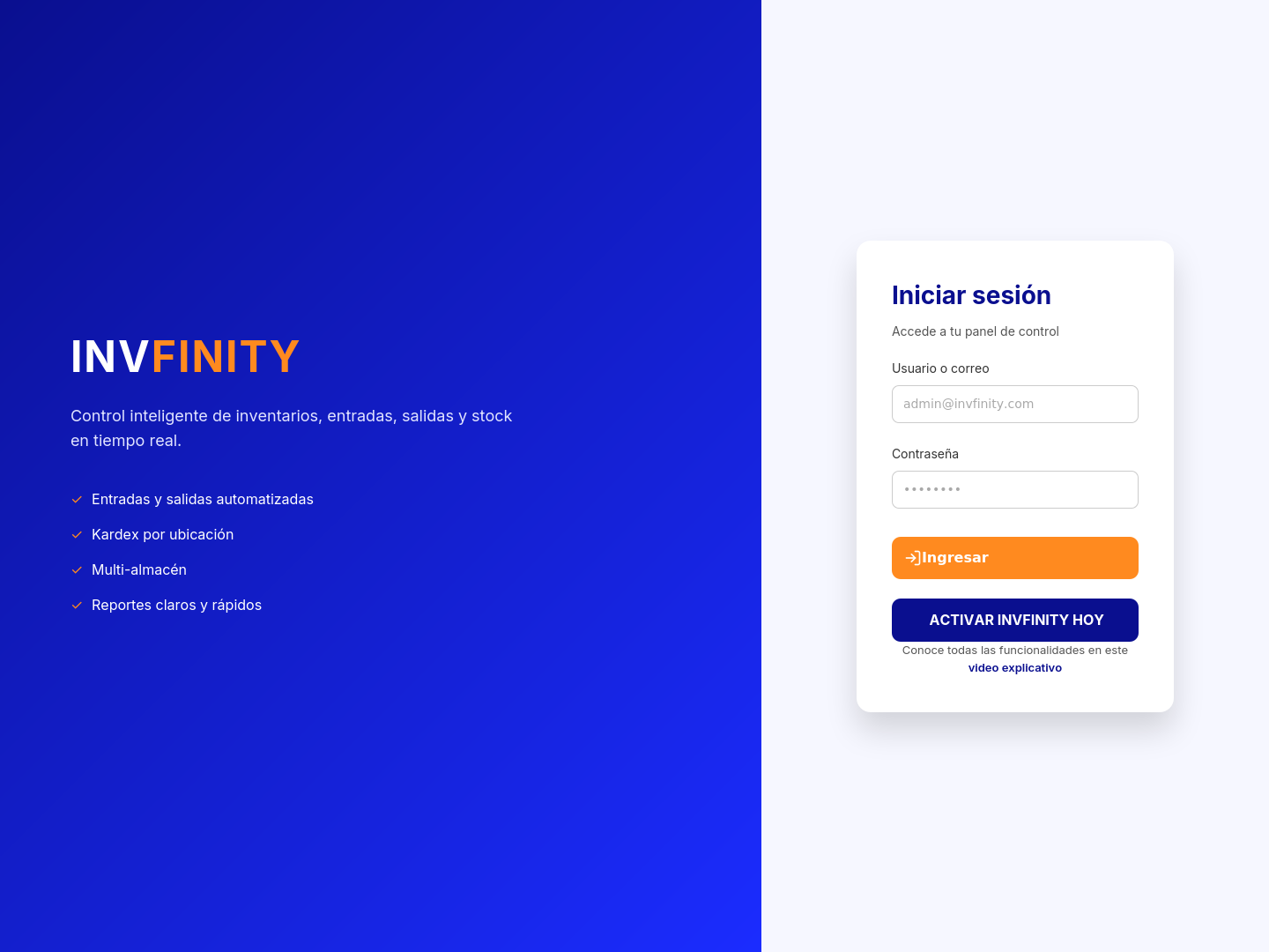 Vista previa de Invfinity Control